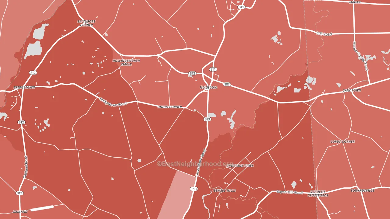 21636, MD block-group political-lean map