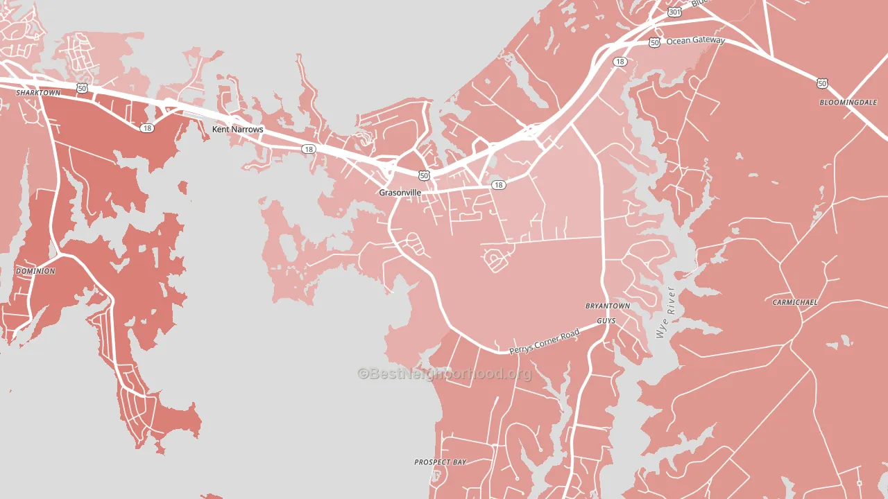 21638, MD block-group political-lean map