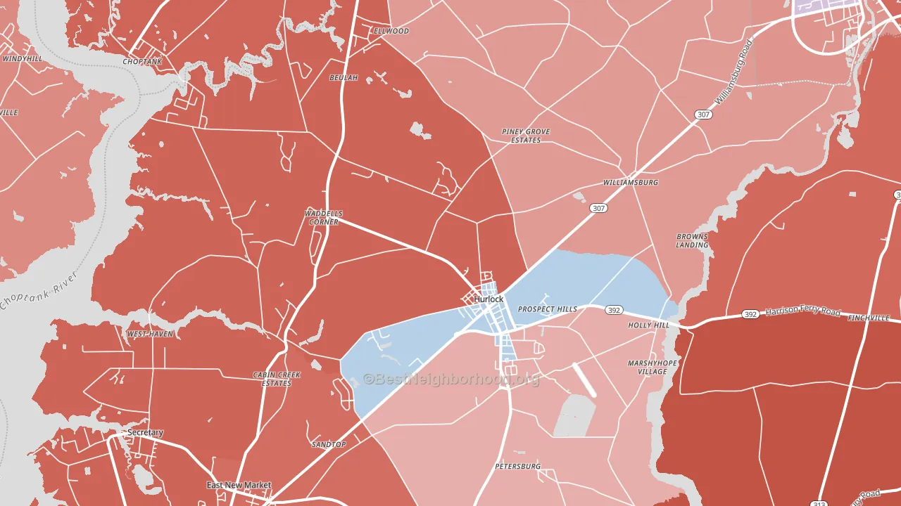 21643, MD block-group political-lean map