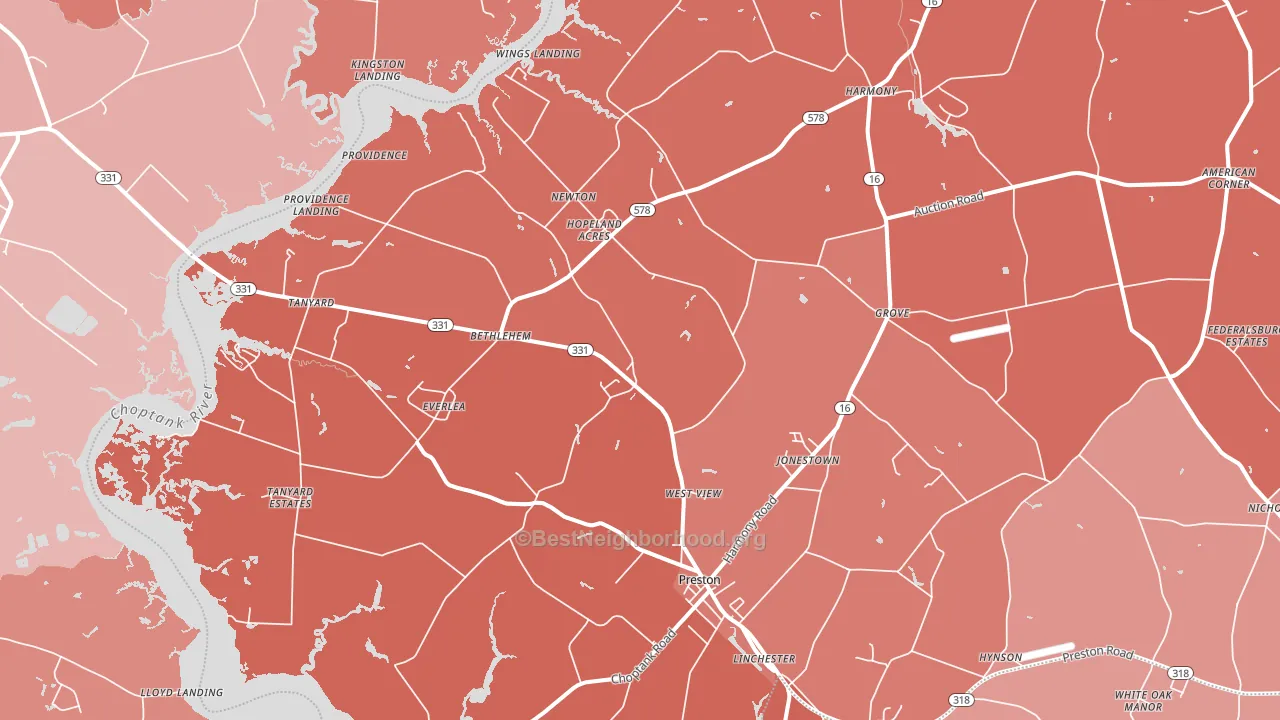 21655, MD block-group political-lean map