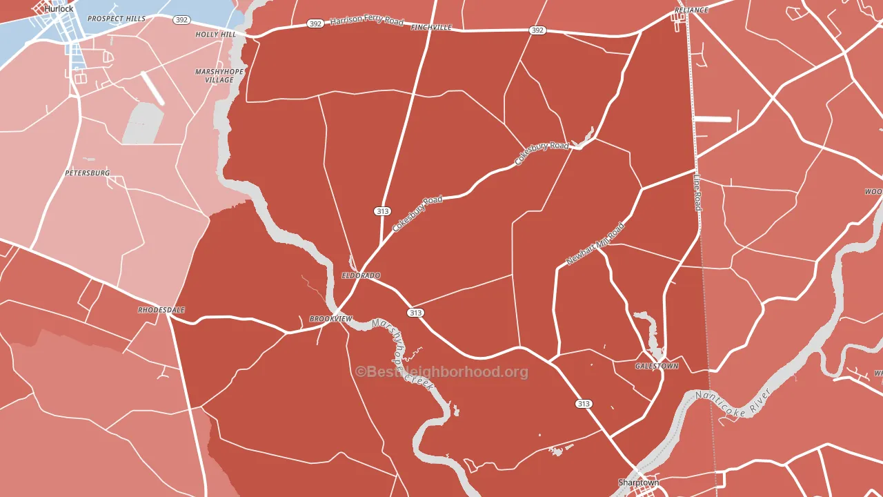 21659, MD block-group political-lean map