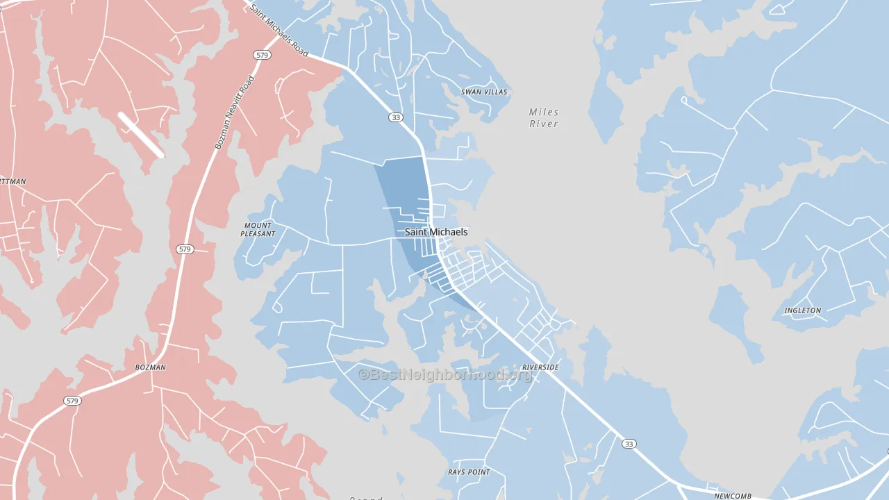 21663, MD block-group political-lean map