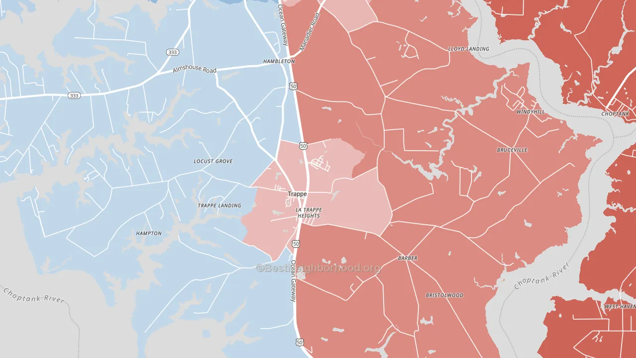 21673, MD block-group political-lean map