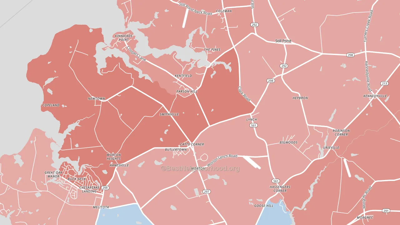 21678, MD block-group political-lean map
