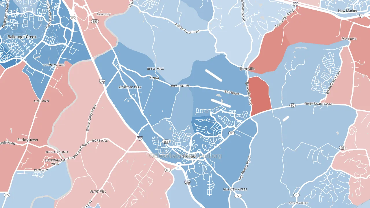 21704, MD block-group political-lean map