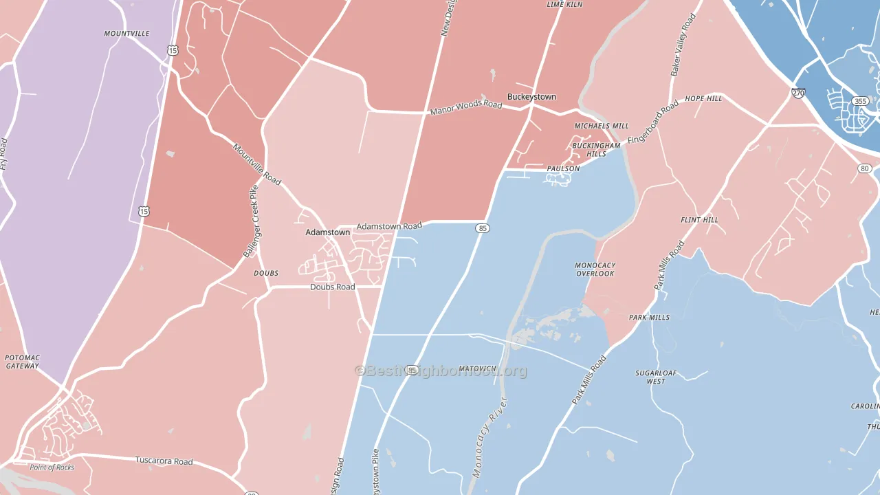 21710, MD block-group political-lean map