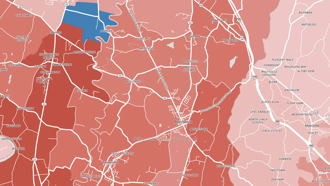 21713, MD block-group political-lean map