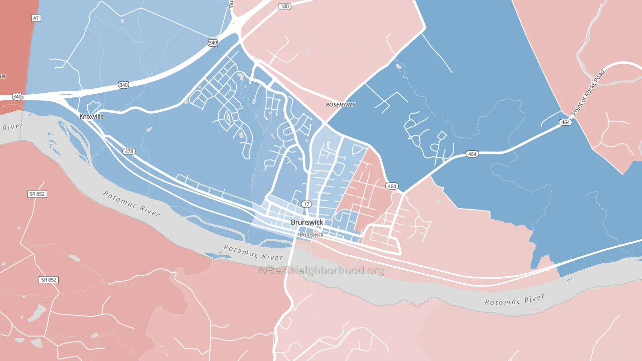 21716, MD block-group political-lean map