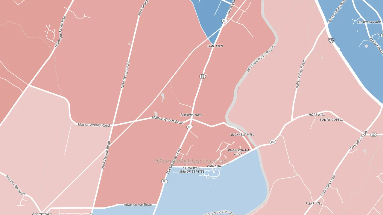 21717, MD block-group political-lean map