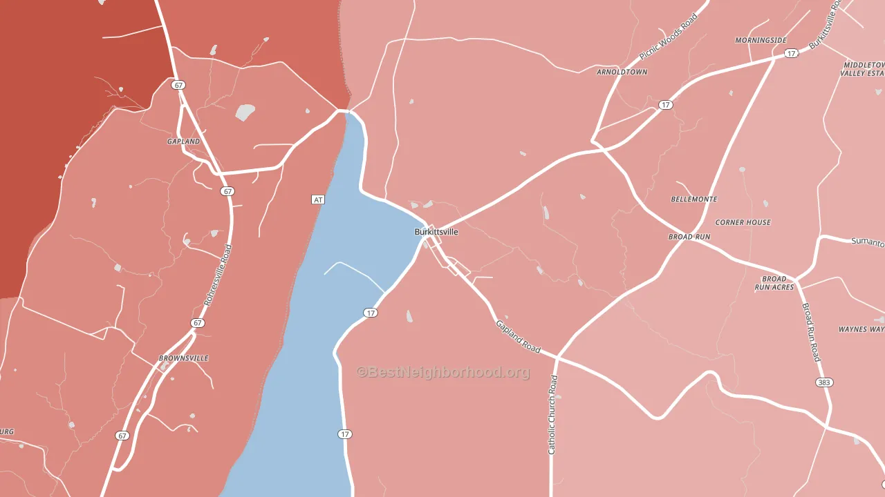 21718, MD block-group political-lean map