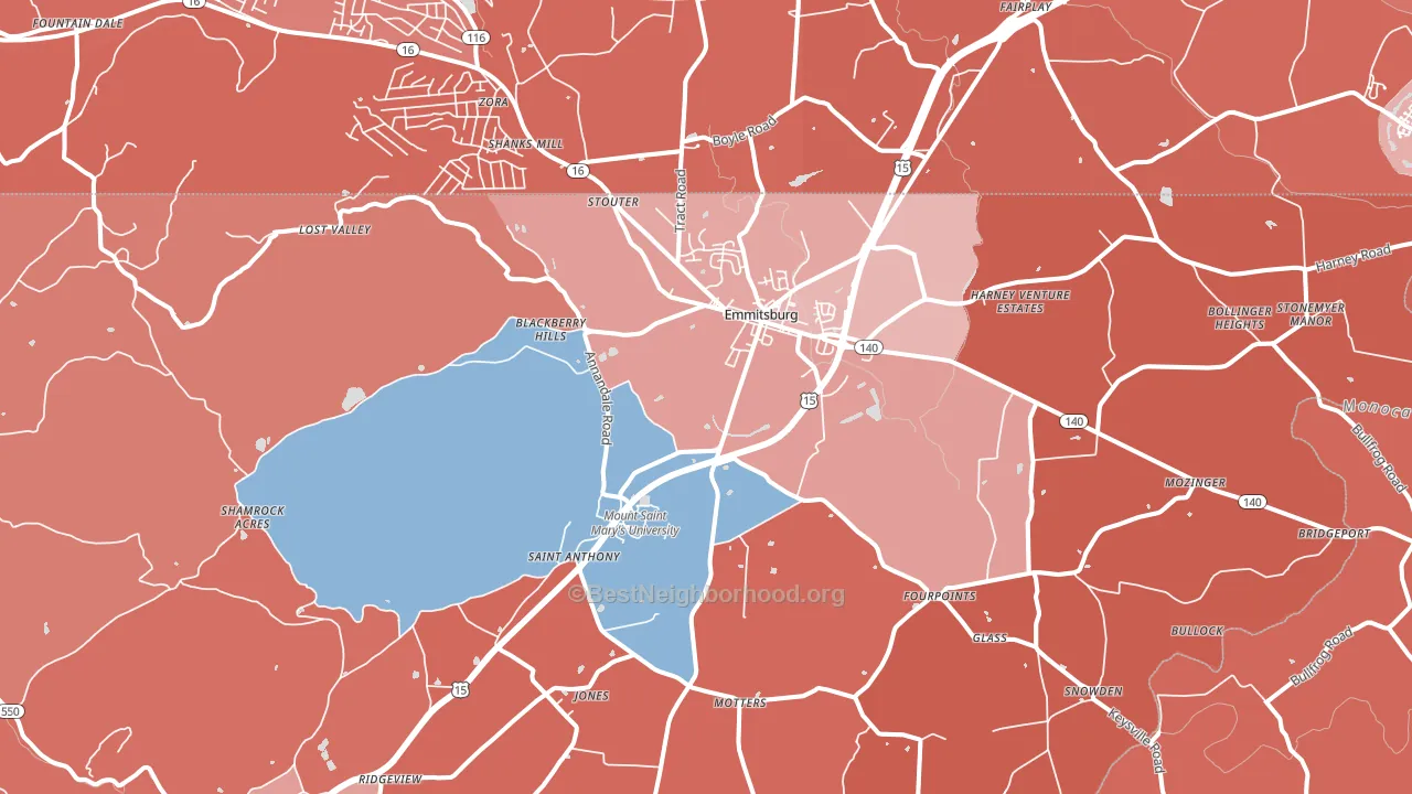 21727, MD block-group political-lean map