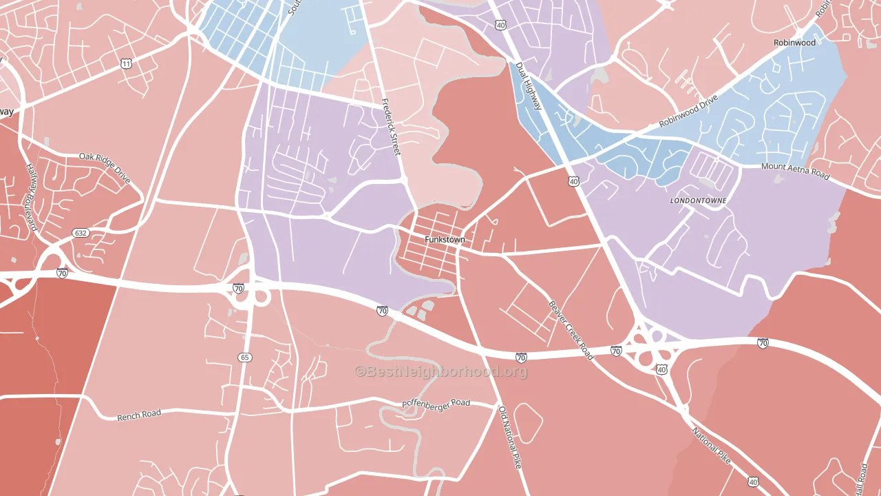 21734, MD block-group political-lean map