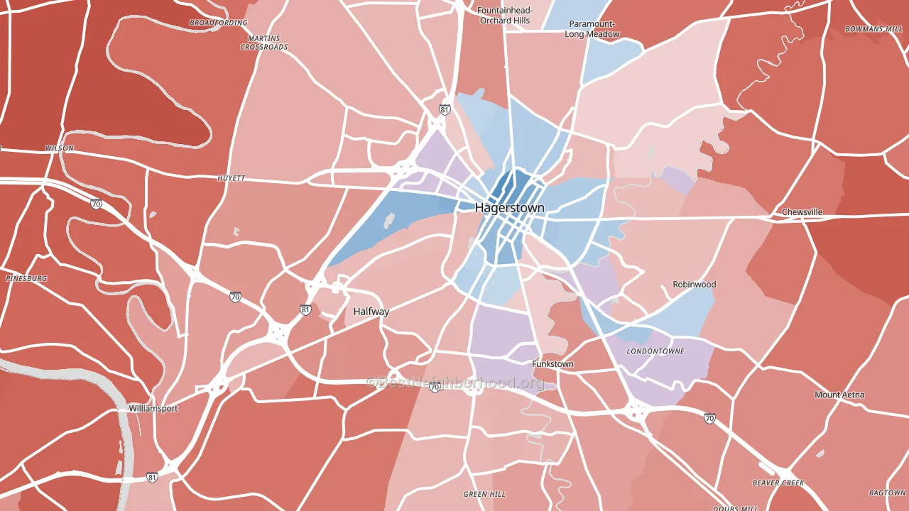 21740, MD block-group political-lean map