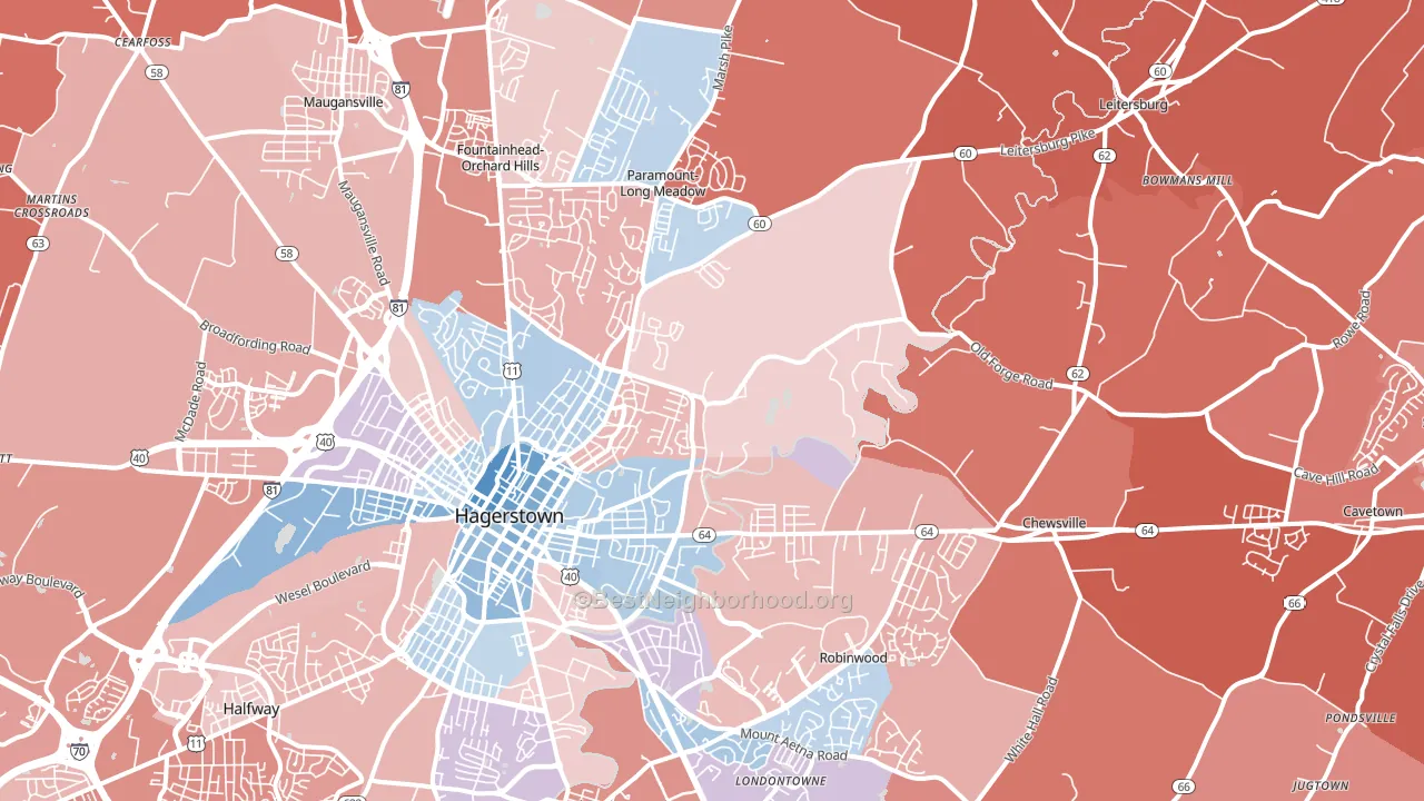 21742, MD block-group political-lean map