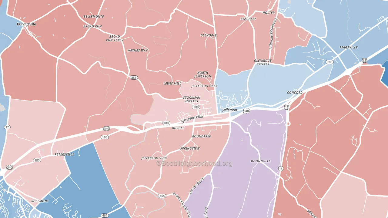 21755, MD block-group political-lean map