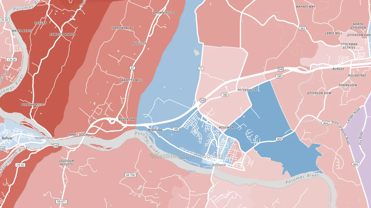 21758, MD block-group political-lean map