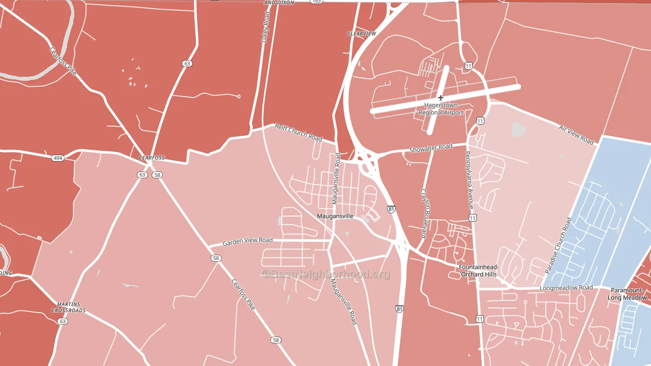 21767, MD block-group political-lean map