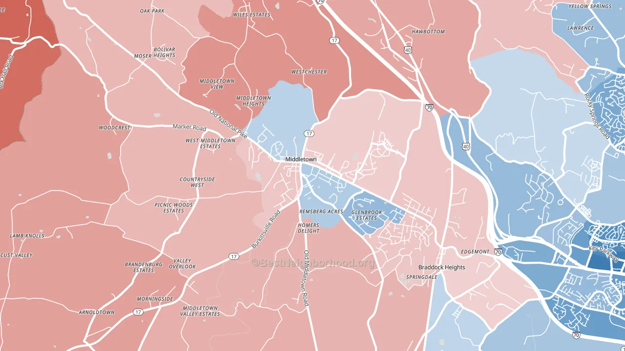21769, MD block-group political-lean map