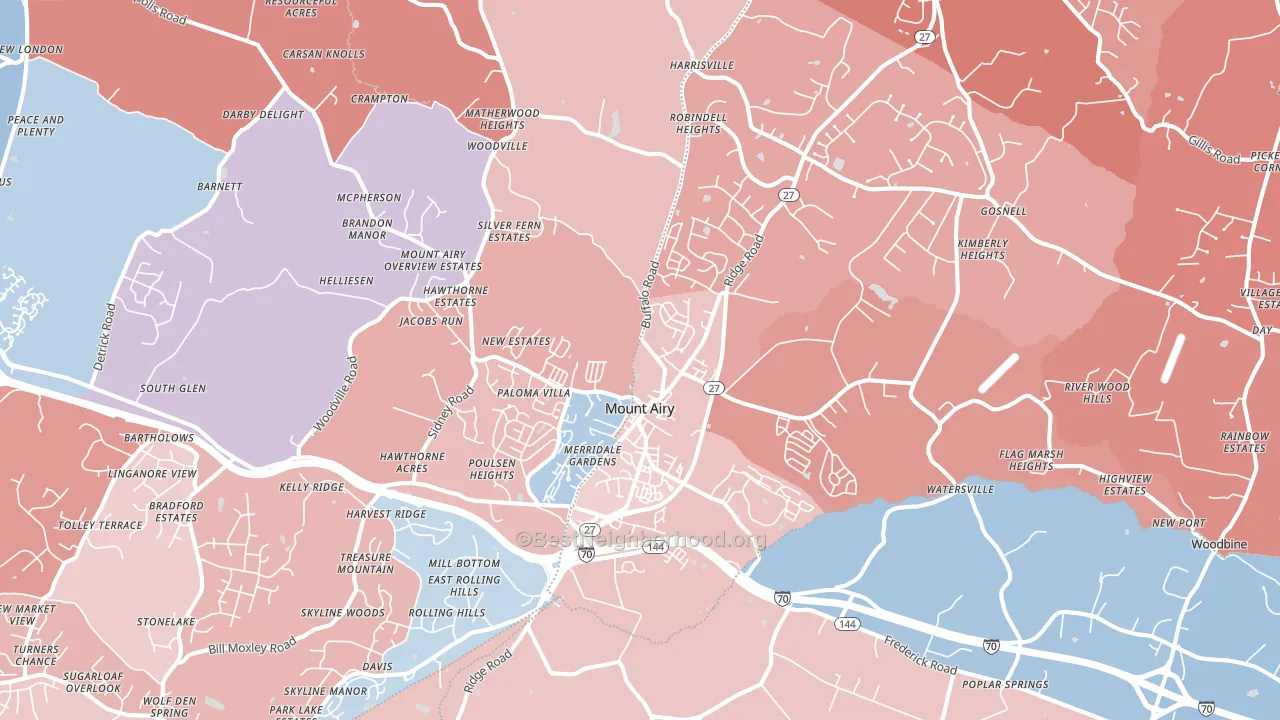 21771, MD block-group political-lean map