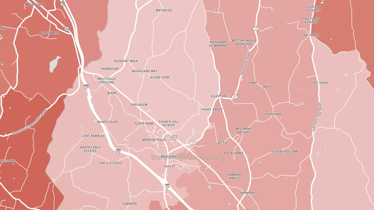 21773, MD block-group political-lean map