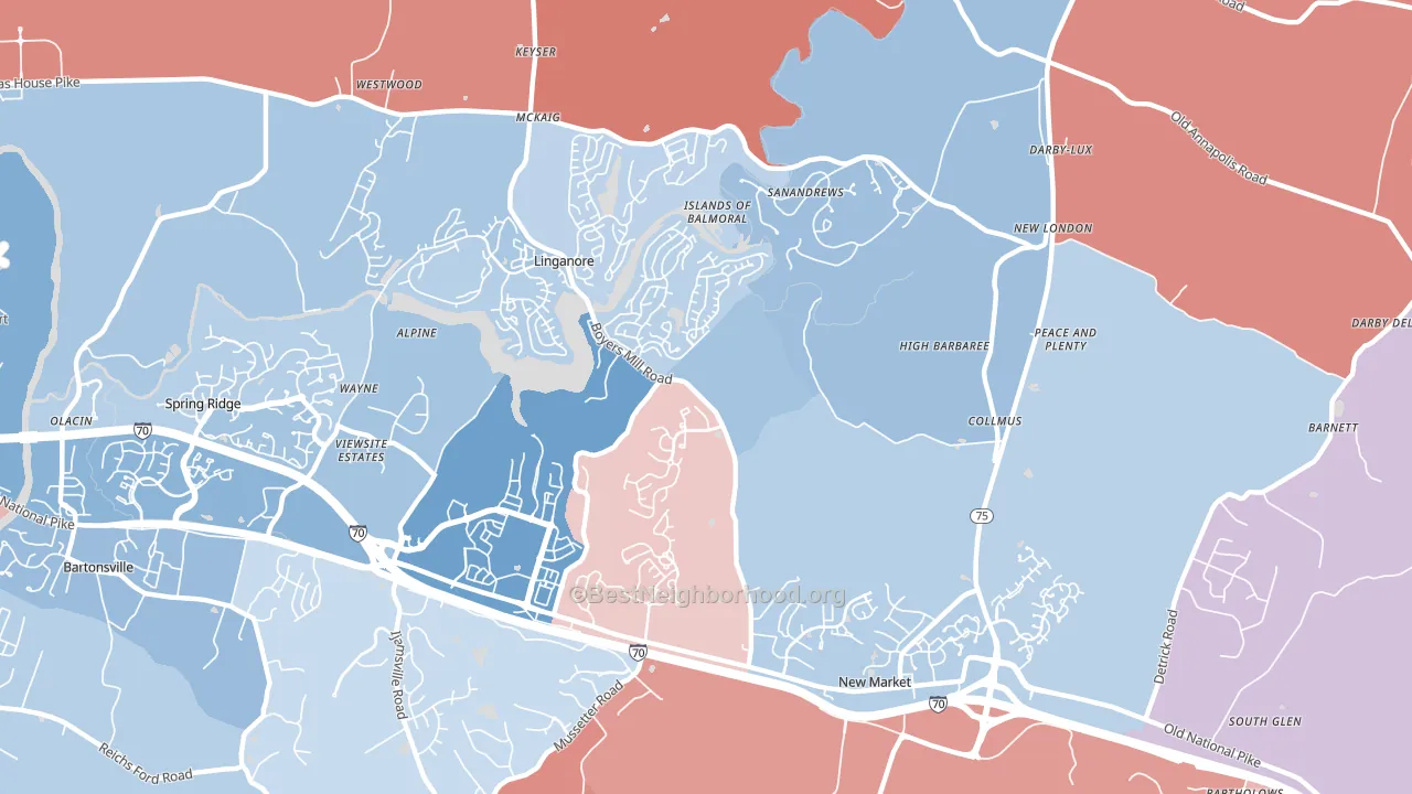 21774, MD block-group political-lean map