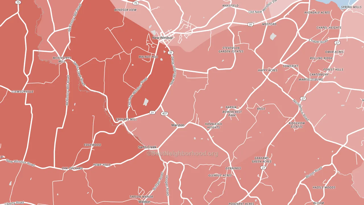 21776, MD block-group political-lean map