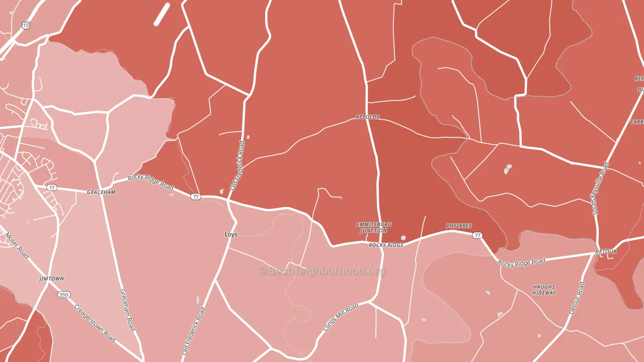 21778, MD block-group political-lean map