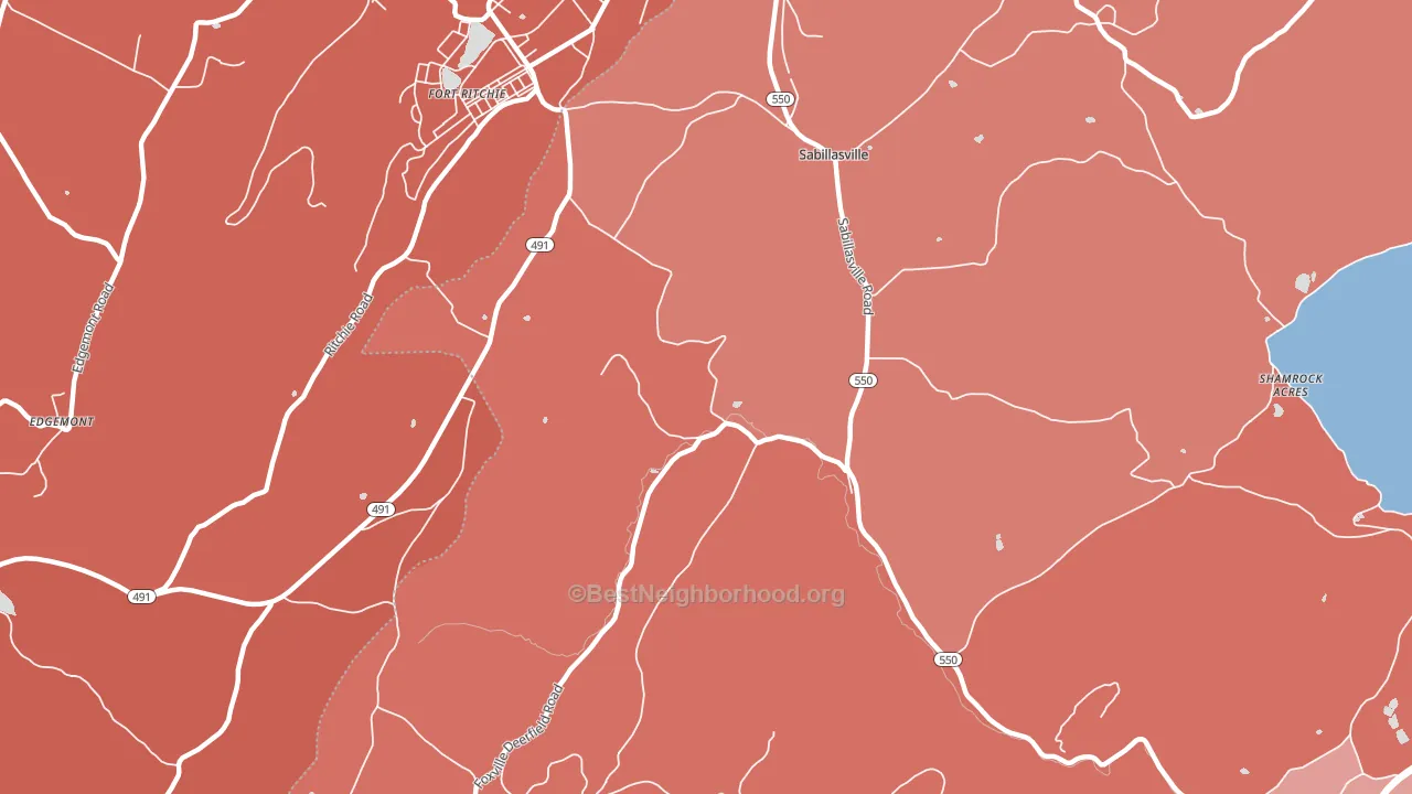 21780, MD block-group political-lean map