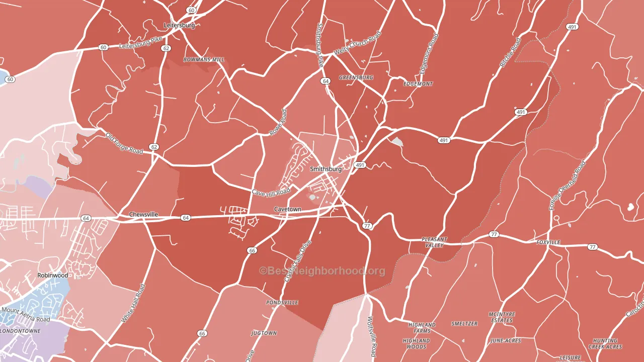 21783, MD block-group political-lean map
