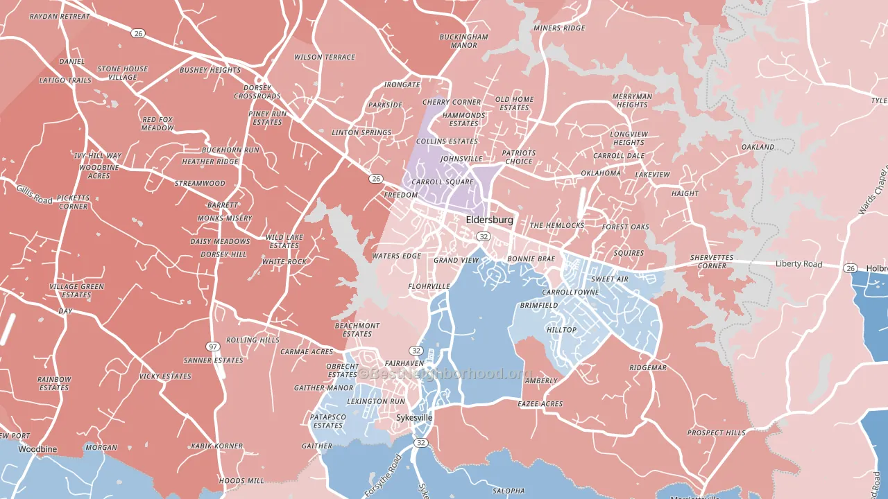 21784, MD block-group political-lean map