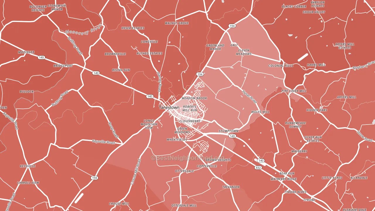 21787, MD block-group political-lean map