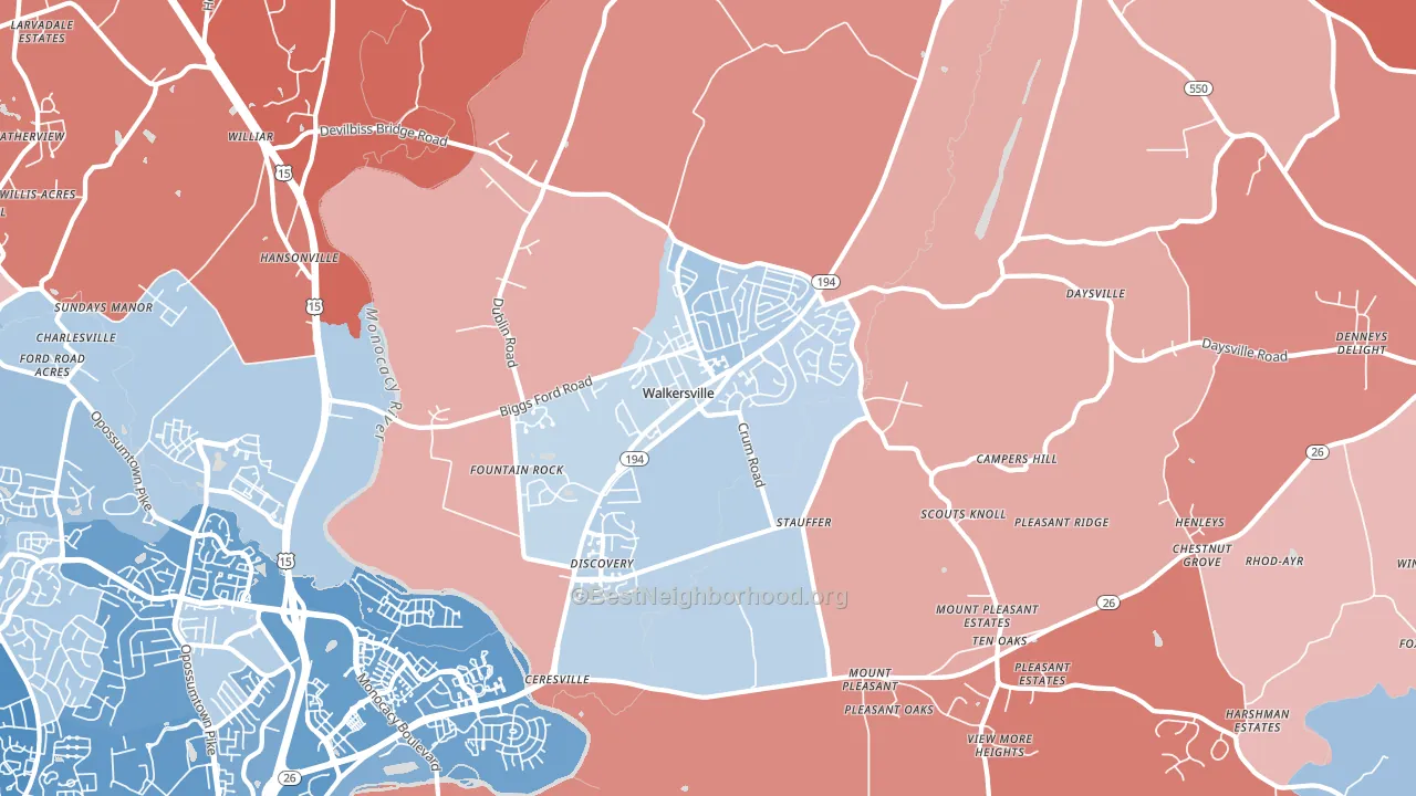 21793, MD block-group political-lean map