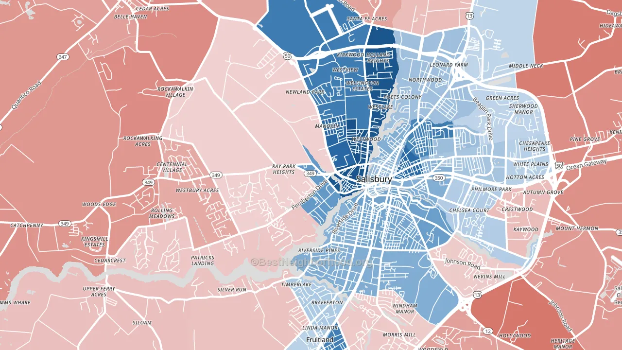 21801, MD block-group political-lean map