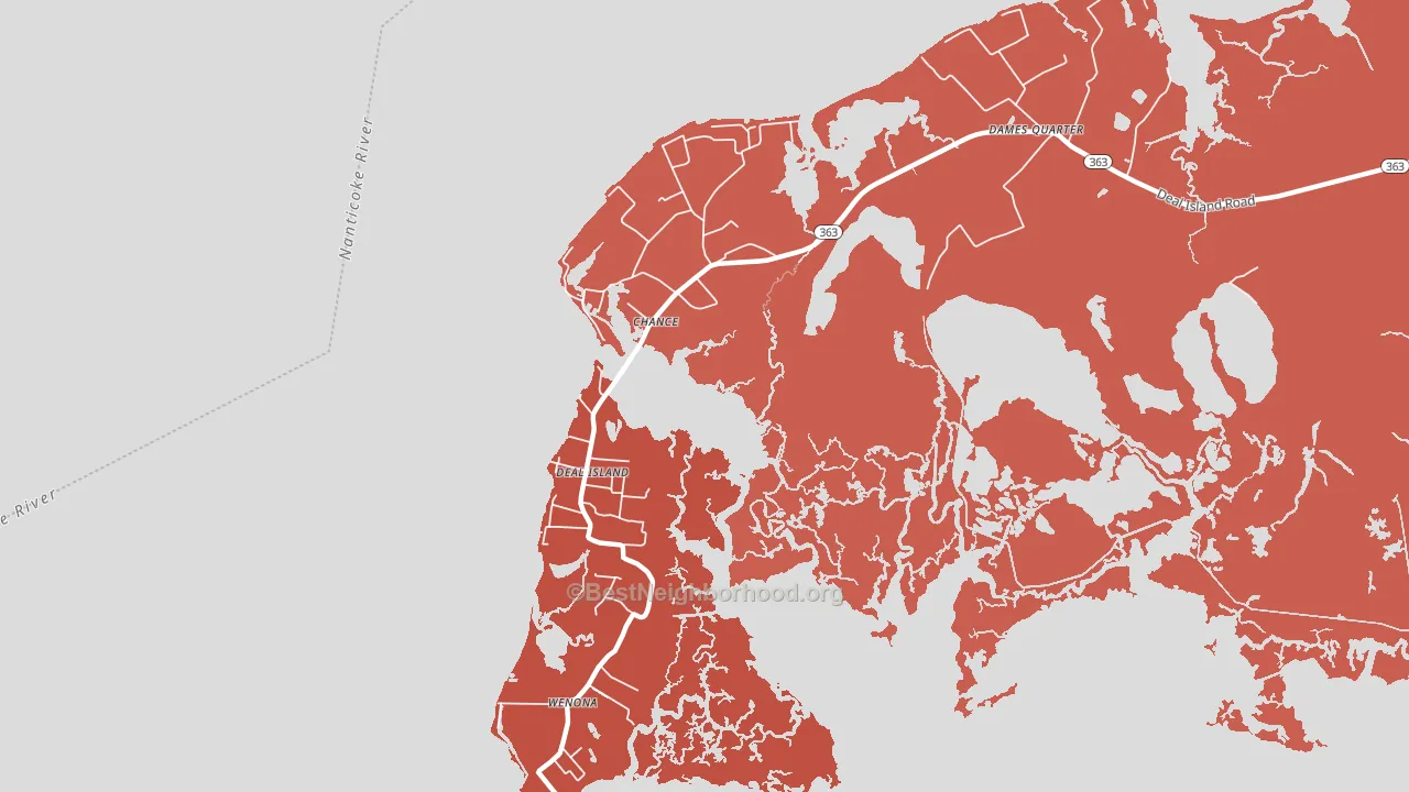 21821, MD block-group political-lean map