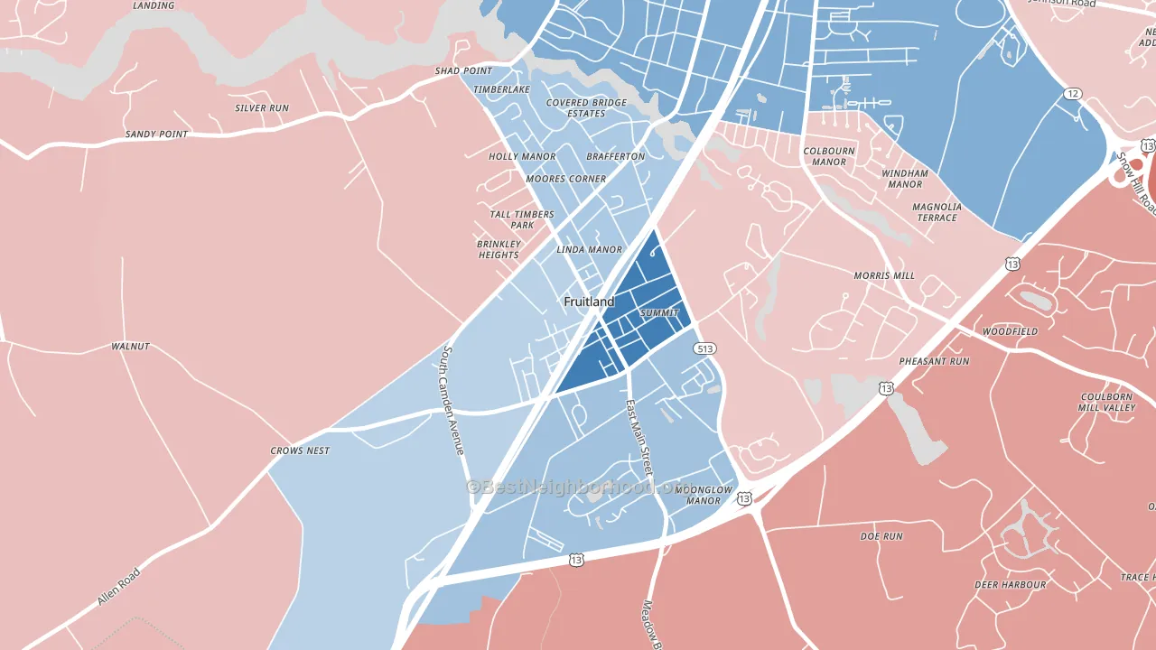 21826, MD block-group political-lean map