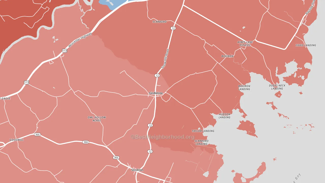 21829, MD block-group political-lean map