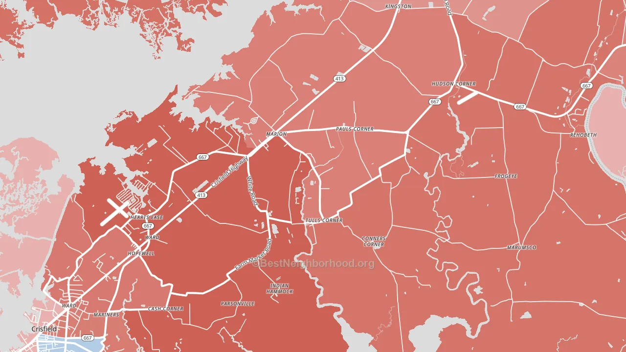 21838, MD block-group political-lean map