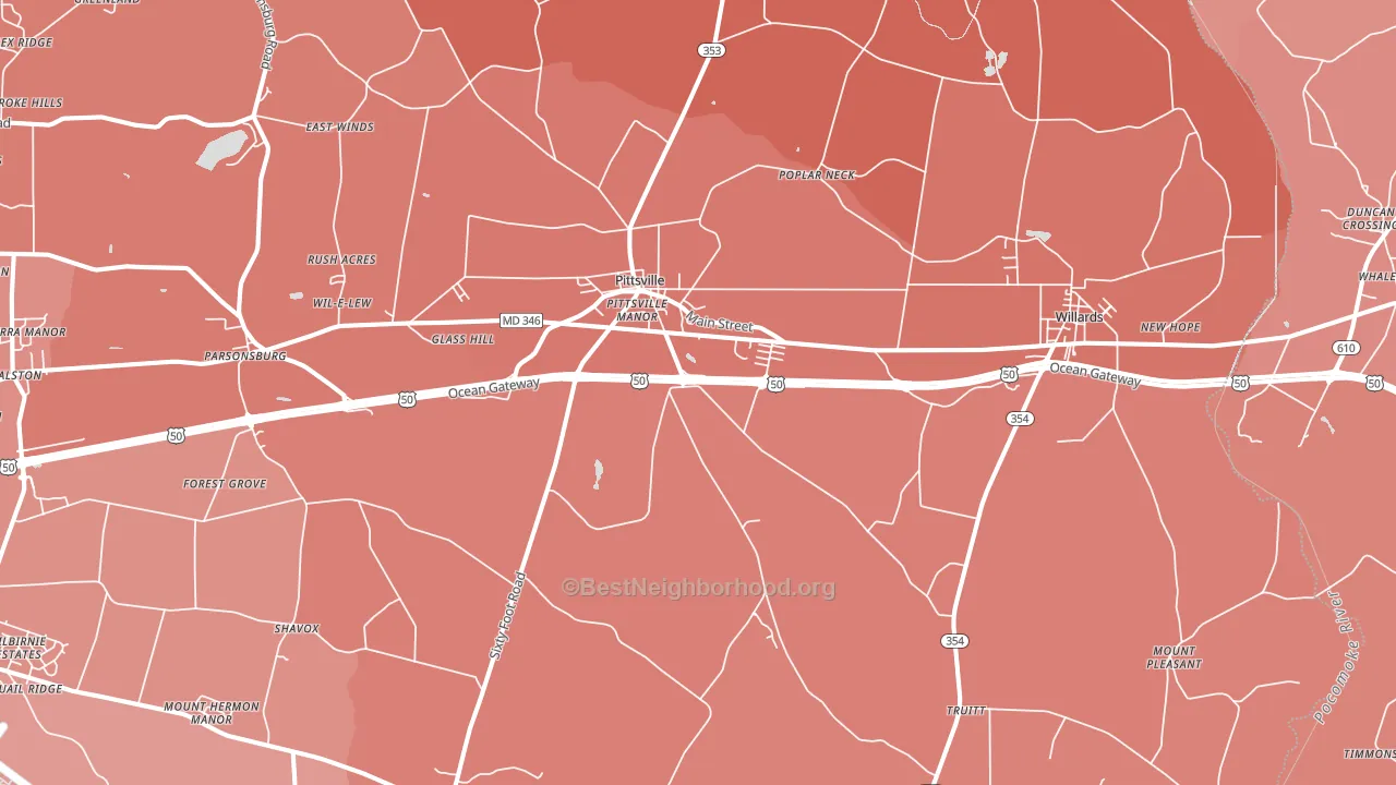 21850, MD block-group political-lean map