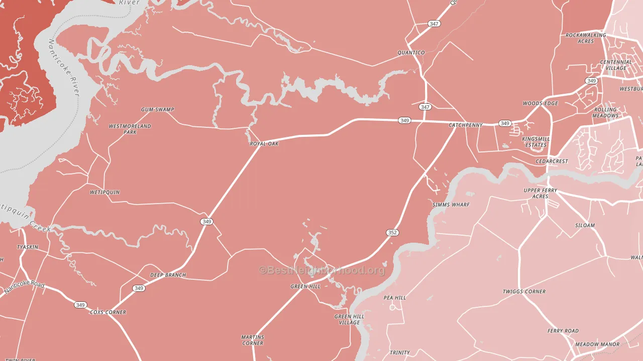 21856, MD block-group political-lean map