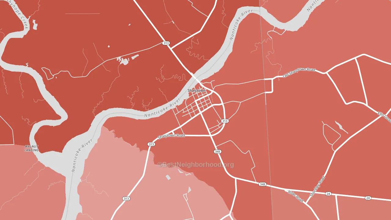 21861, MD block-group political-lean map
