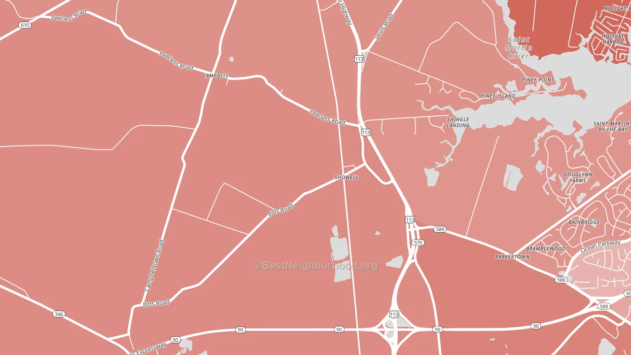 21862, MD block-group political-lean map