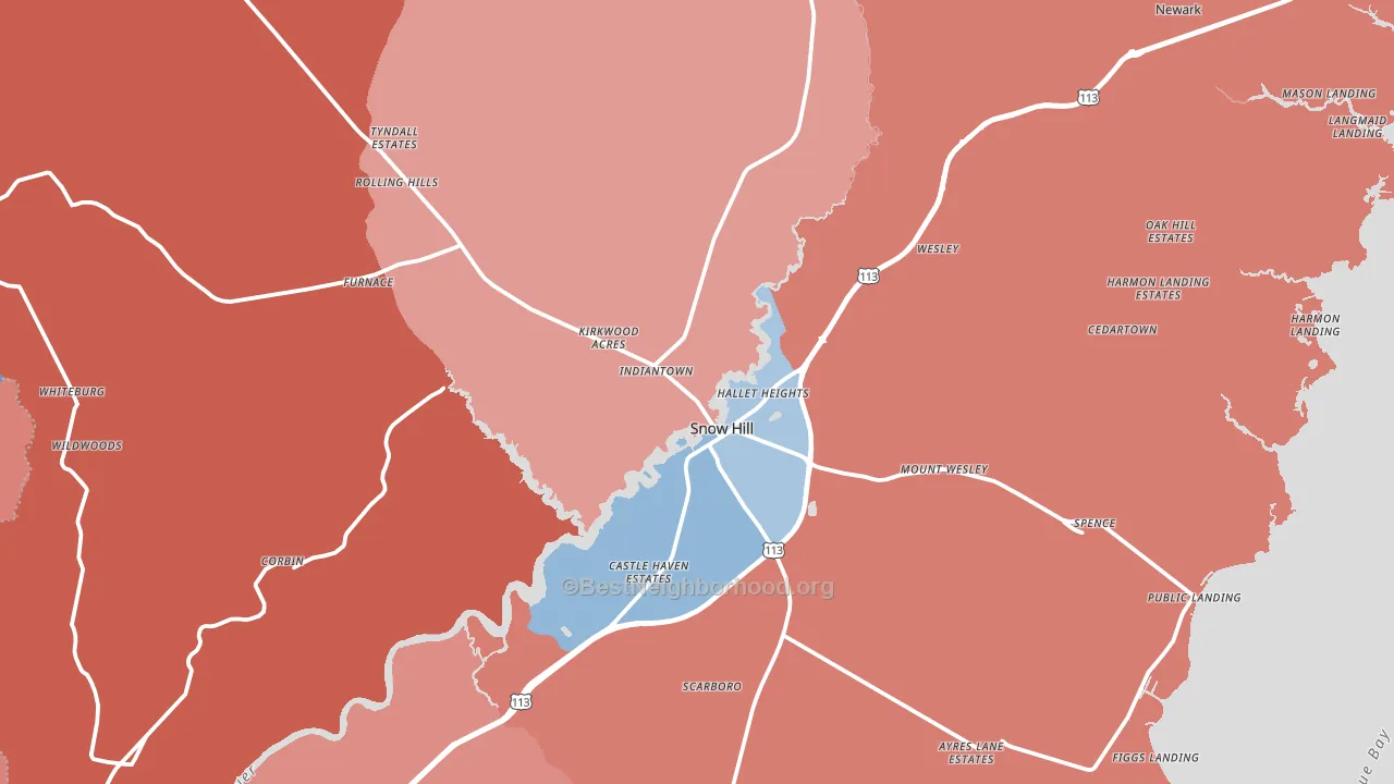 21863, MD block-group political-lean map