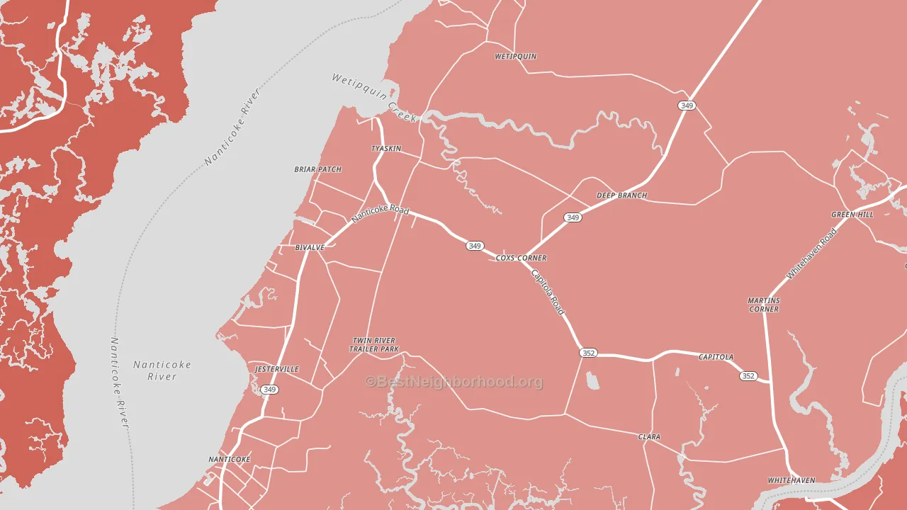 21865, MD block-group political-lean map