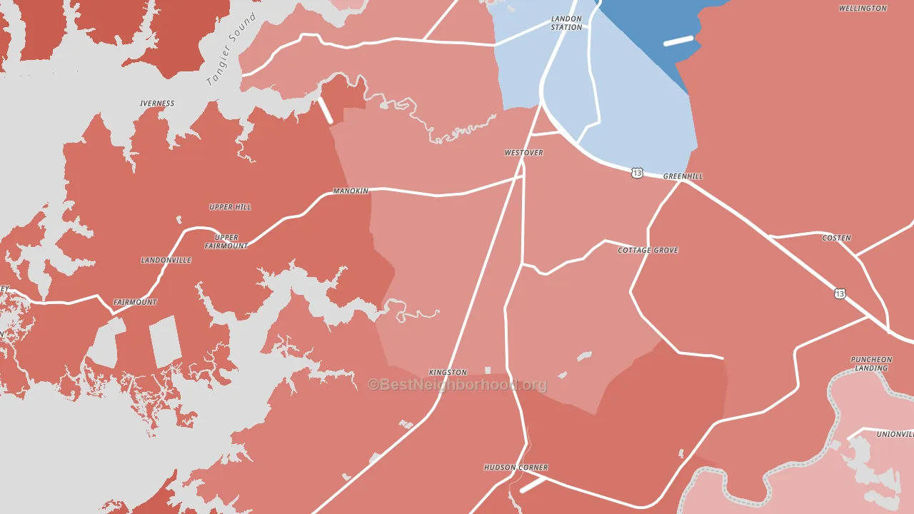 21871, MD block-group political-lean map