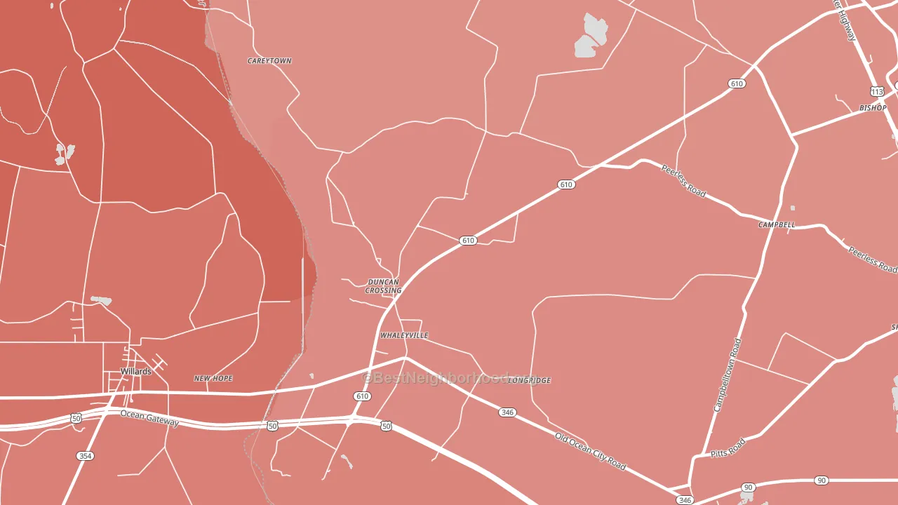 21872, MD block-group political-lean map