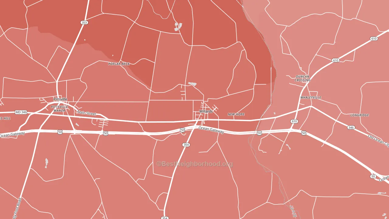 21874, MD block-group political-lean map