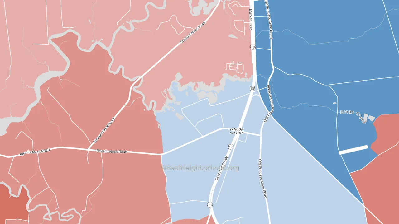 21890, MD block-group political-lean map