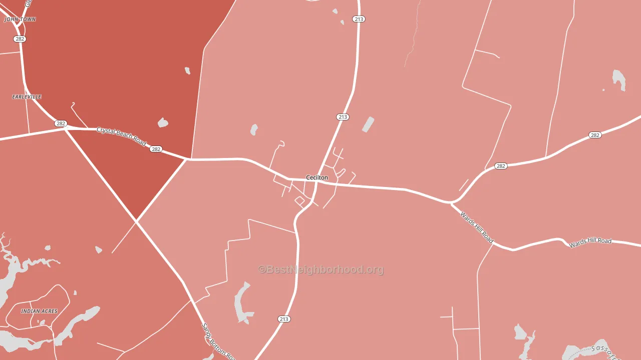 21913, MD block-group political-lean map