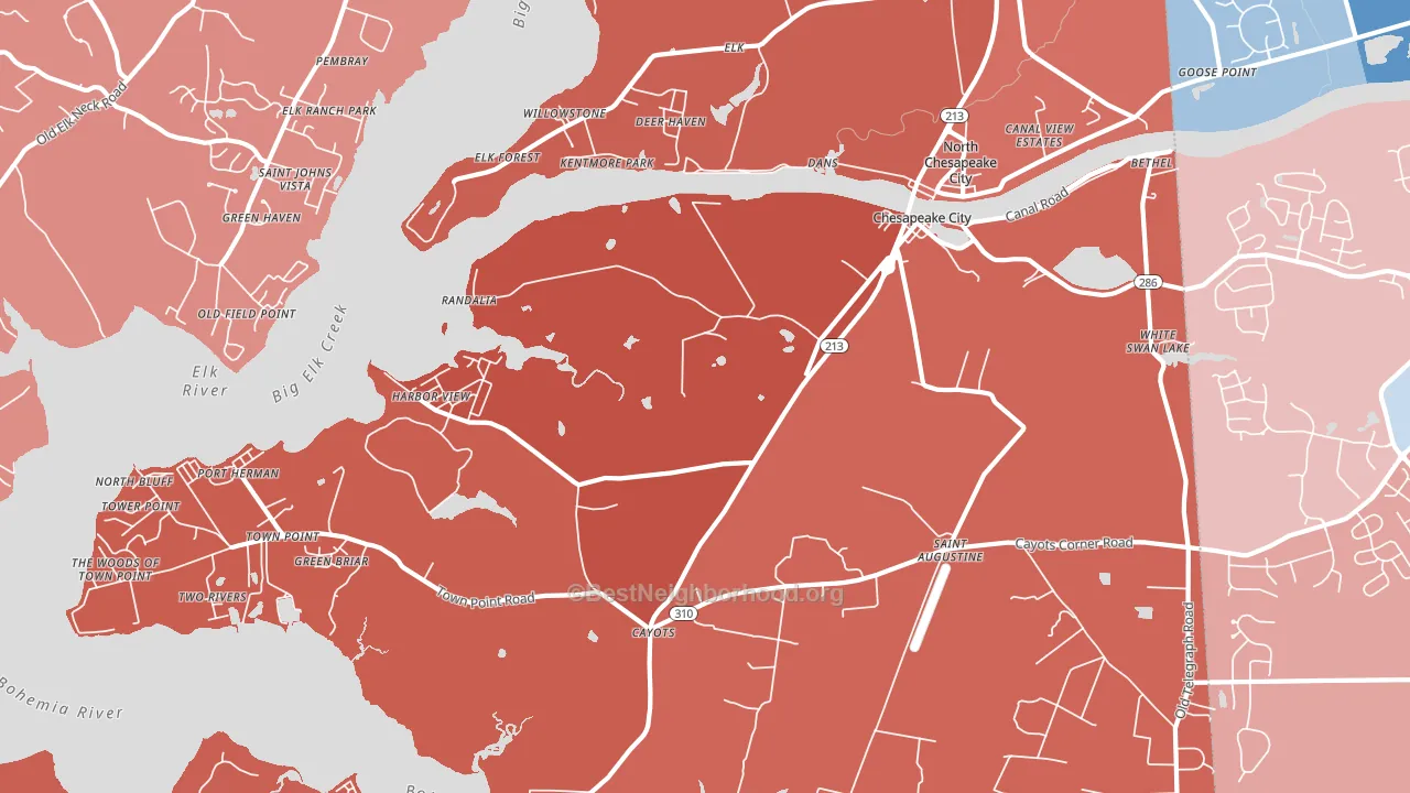 21915, MD block-group political-lean map
