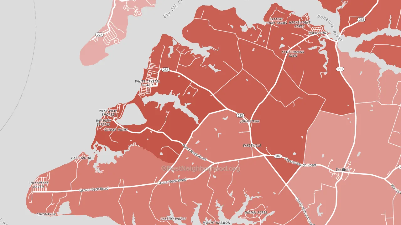 21919, MD block-group political-lean map